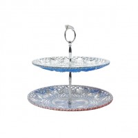 Wholesale 2 Tier dessert cake stand glass fruit charger plate display stand for wedding holiday birthday Christmas party