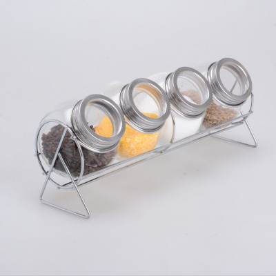 glass jars bottles set with customized printing and iron stand