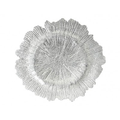 Wholesale Bulk Set of 4 Flora Glass Charger Plates/Starburst Charger Plates/Reef Charger Plates